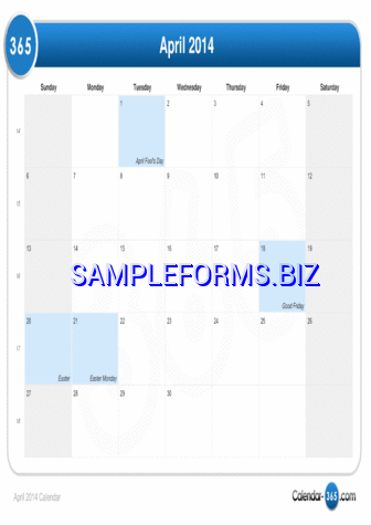 April 2014 Calendar 1 pdf free